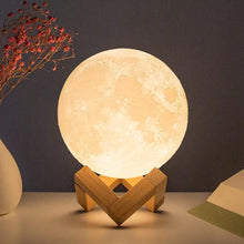 Lámpara luna 3D con soporte de madera